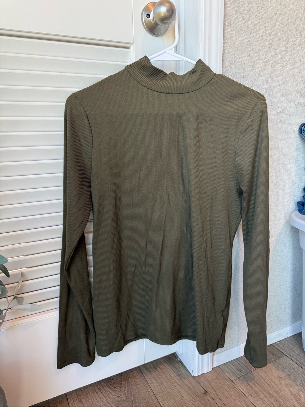No Boundaries Ribbed Mock Neck Top in Olive